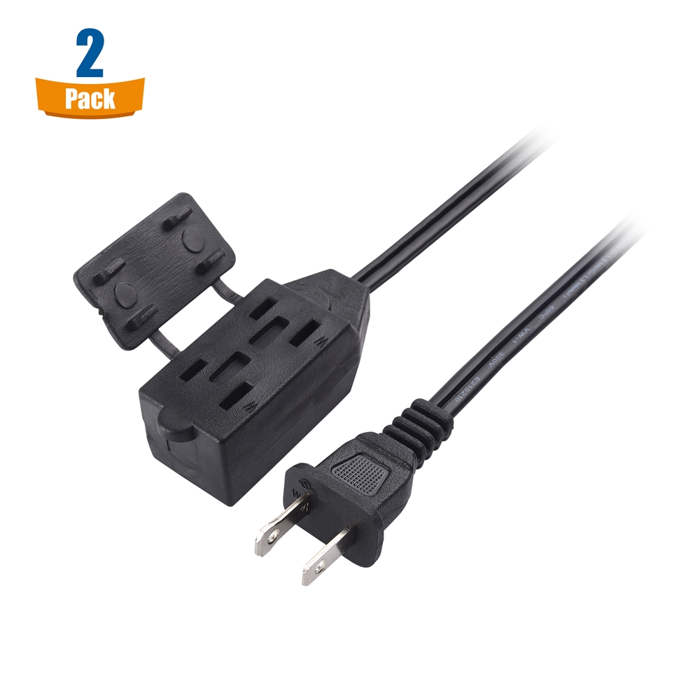 Cable Matters 2-Pack 16 AWG 2 Prong Extension Cord